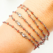 Garnet & CZ Oxidized Wire Chain.